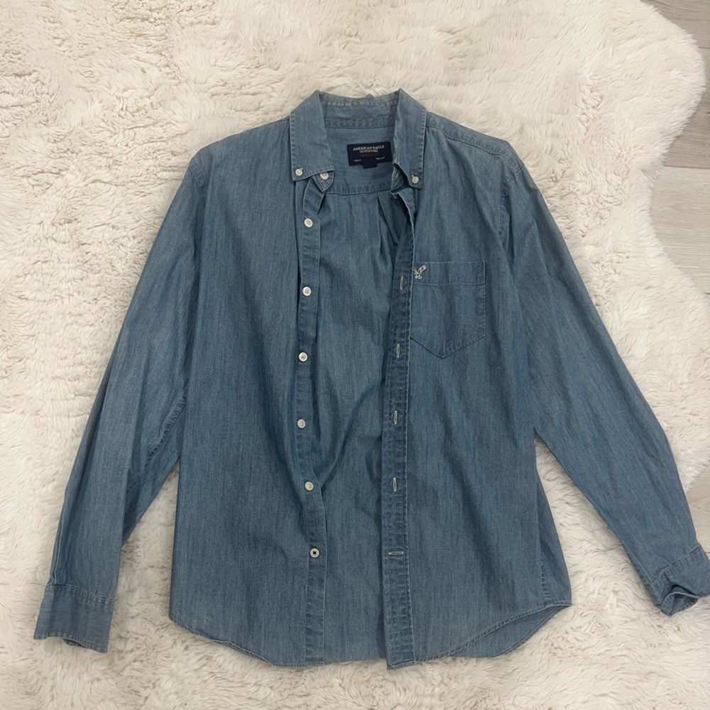 American Eagle Outfitters Light Blue Denim Shirt
